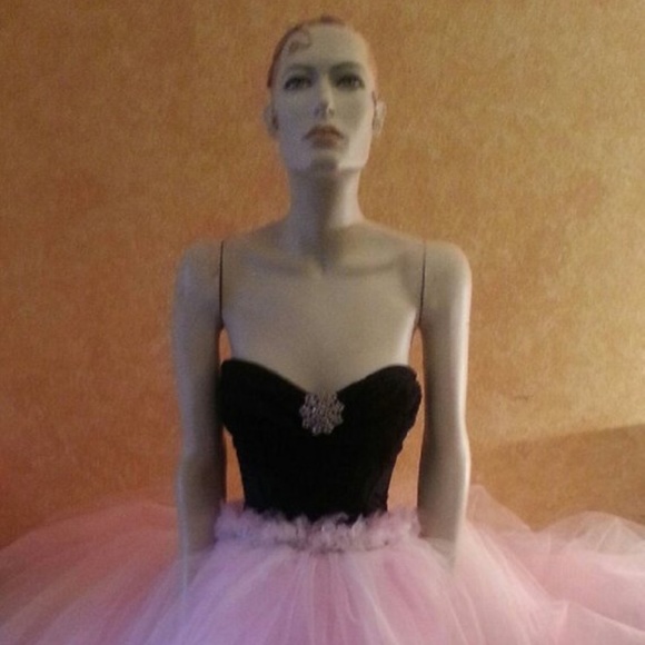 DEBORAH Pink & Black Corset Tulle Wedding Ballgown